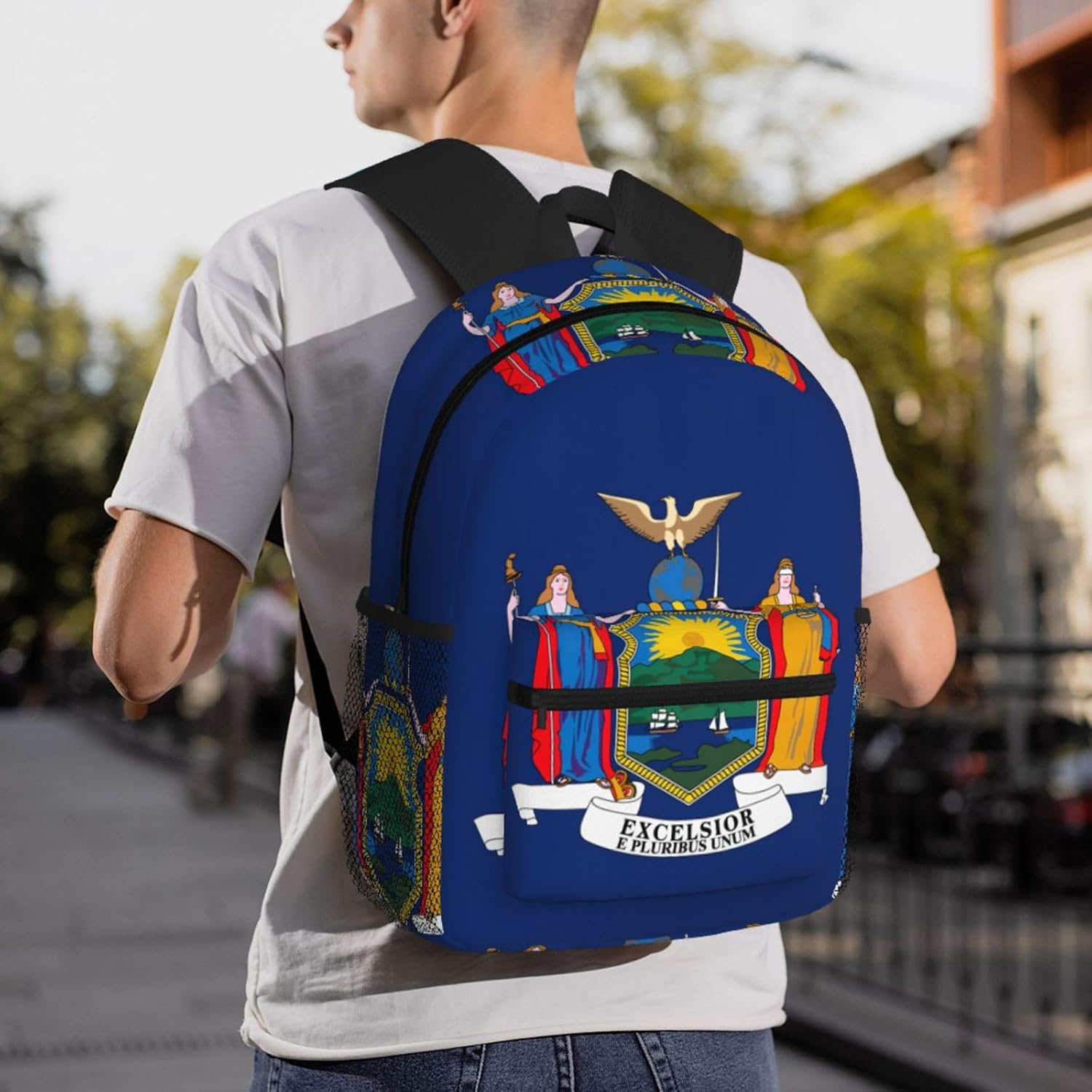 New York flag Backpack Large Sports Bag, Best for Basketball, Soccer, Volleyball, Swim, Gym, Travel