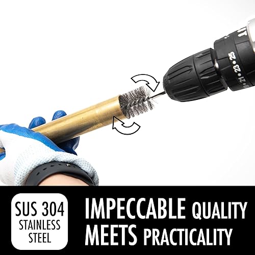 Miniatura 6 de Limpiador de tubos de cobre de 6 piezas, juego de cepillos de limpieza de tuberías de 12" 34" 1", cepillos de acero inoxidable para taladro