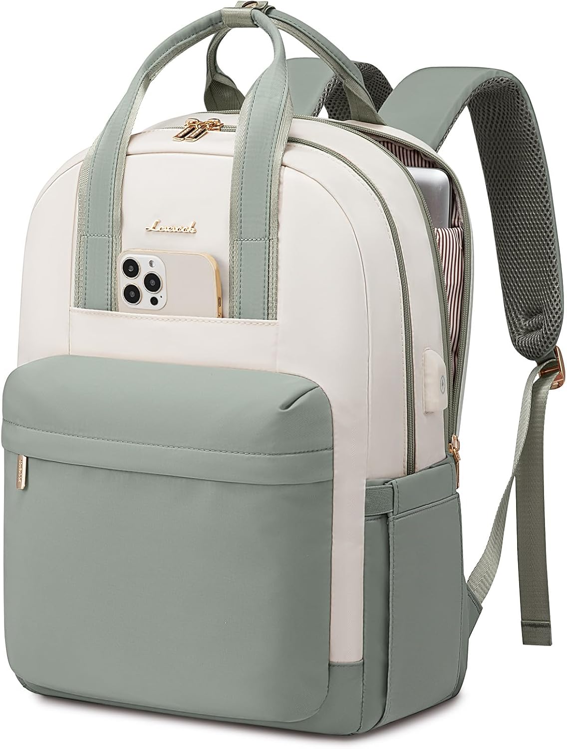 LOVEVOOK Laptop Backpack Purse for Women, 15.6 Inch Travel Laptop Bag with USB Port, Waterproof Work Teacher Nurse Computer Backpack, Durable Casual Daypack