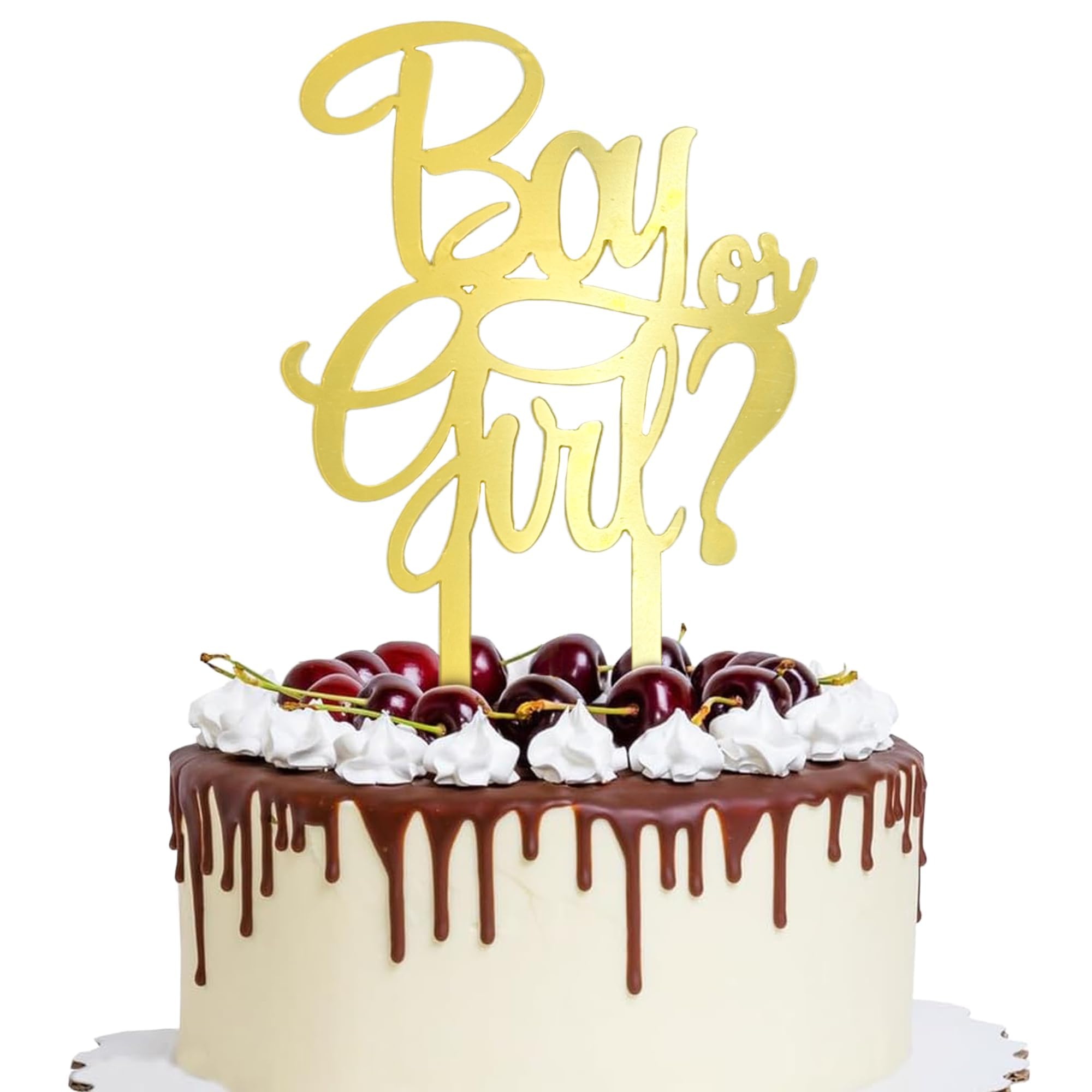 1 Pcs Gold Boy or Girl Cake Topper - Mirror Acrylic Gender Reveal Cake Decoration for Baby Shower & Birthday Party Decoration