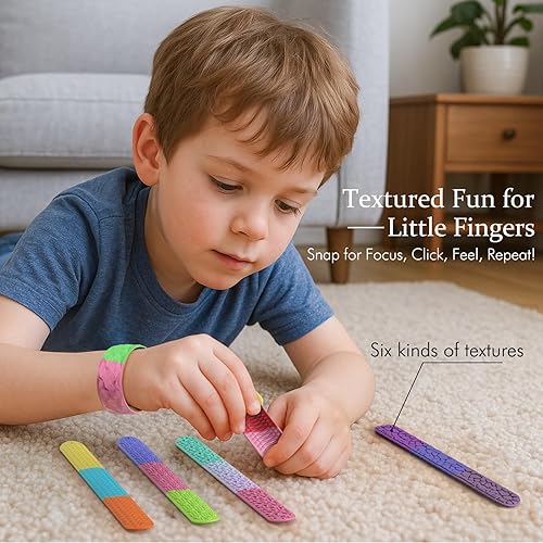 Miniatura 3 de Pulseras de silicona texturizada, juguetes para ansiedad para niños y adultos, 6 pulseras sensoriales a presión para estrés, ansiedad, autismo,