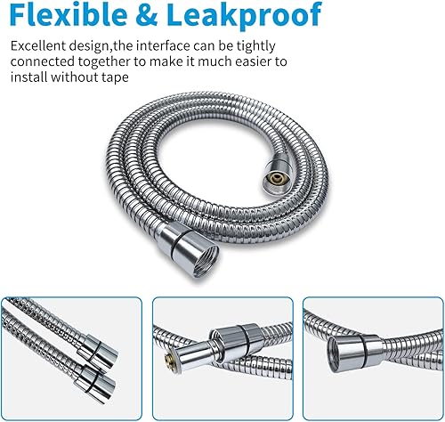 Miniatura 6 de Diiwet - Manguera de ducha universal de acero inoxidable 304 extra larga con cinta de teflón para reemplazo o actualización de tu baño,