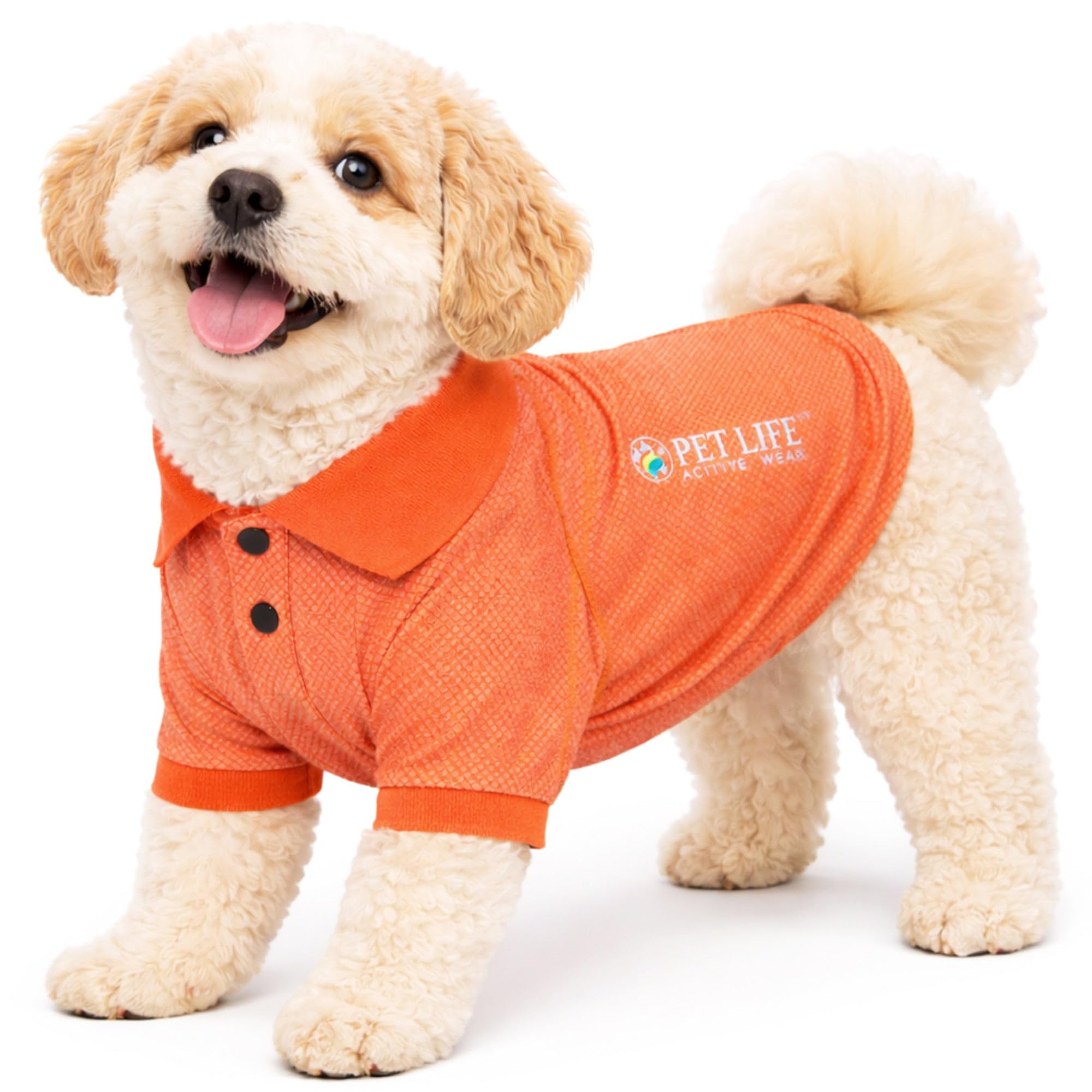 PetLife Active Playera Polo para Perro, a Prueba de mechas, elástica, Relajada, tamaño Grande, Color Naranja