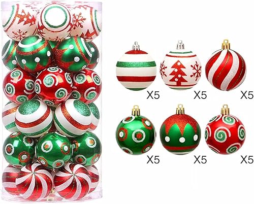Miniatura 2 de Adornos de bola de Navidad, paquete de 30 bolas de Navidad inastillables de 2.4 pulgadas, adornos colgantes decorativos para árbol de Navidad,