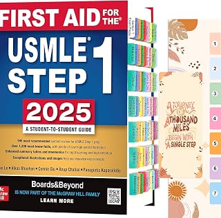 Index Tabs for First Aid USMLE Step 1 2025, 35th Edition, 70 Color-Coded Laminated Tabs with Page Numbers, Alignment Card (Book not Included)