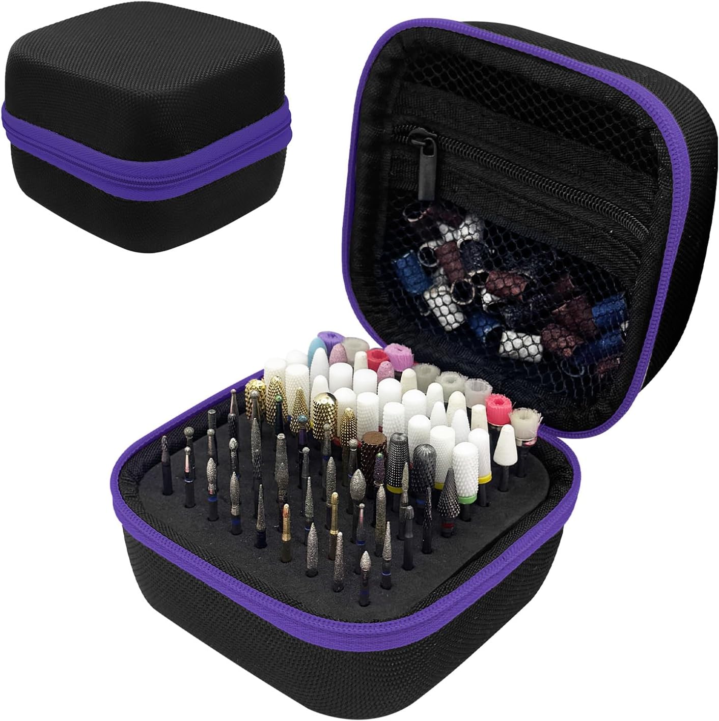 81 Holes Nail Drill Bit Holder, Nail Bits Display Organizer Container,