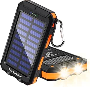 Solar Power Bank, Portable Charger Fast Charging 38800mAh Waterproof Portable External Backup Battery Pack Power Bank,Camping Solar Charger with Dual USB/Flashlight and Compass (Orange)