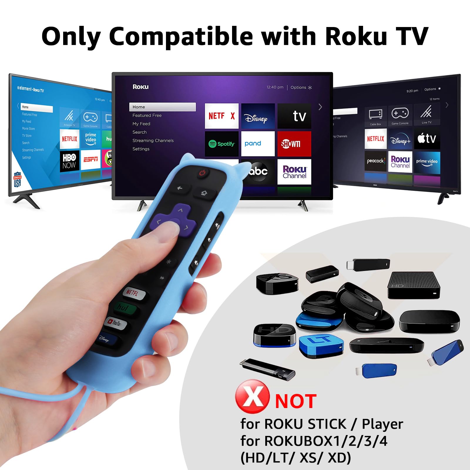 (Pack de 2) Télécommande de Remplacement pour Roku TV avec Housse de Protection Souple Télécommande Universelle pour TCL Roku/Hisense Roku/Onn Roku/Sharp Roku/Element Roku/Philips Roku Smart TVs (pas