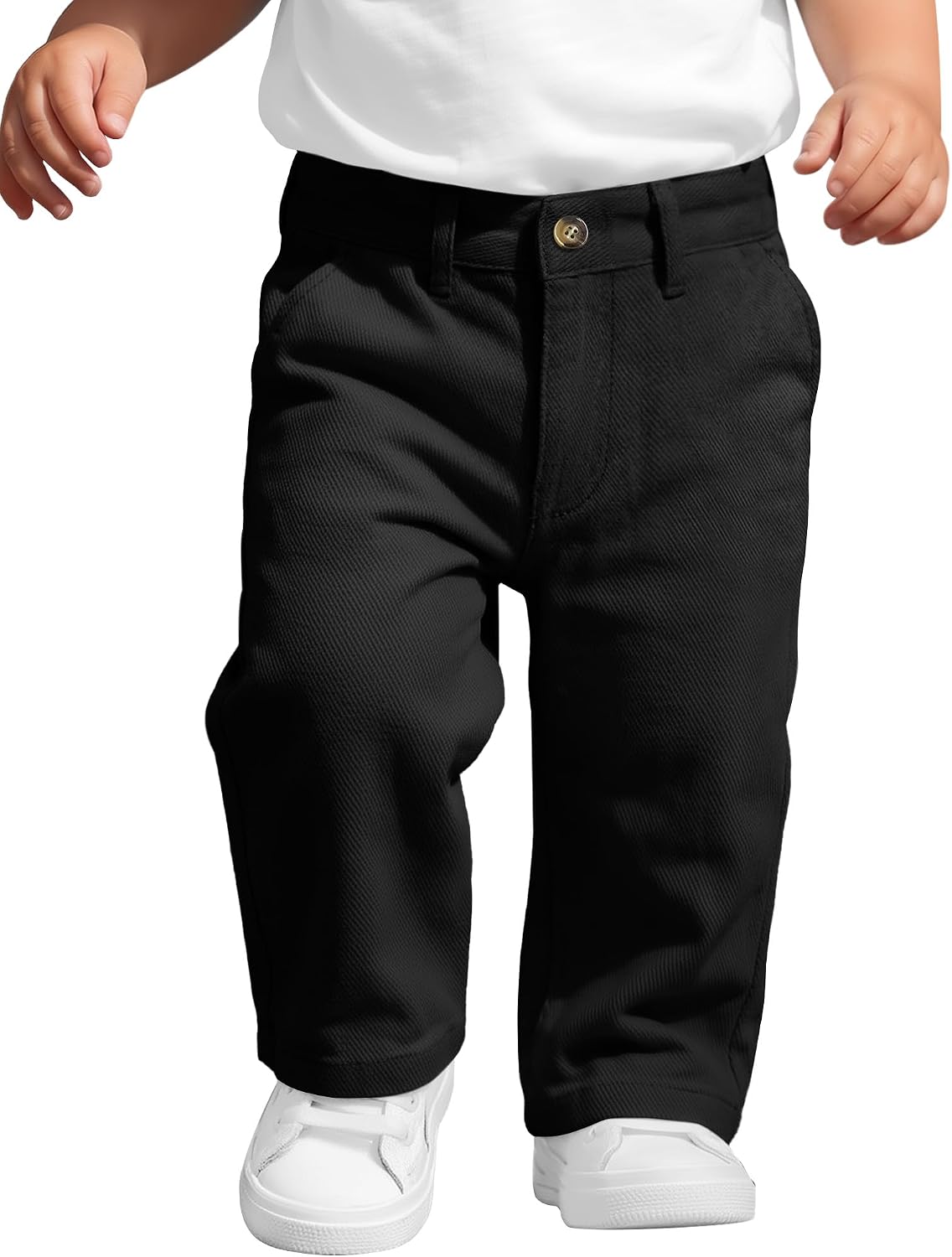 Halfchet Toddler Boys' Dress Pants Boys' Cotton Uniform Pants Kids' Leg Trousers with Front Buttons and Pockets 18m-5t