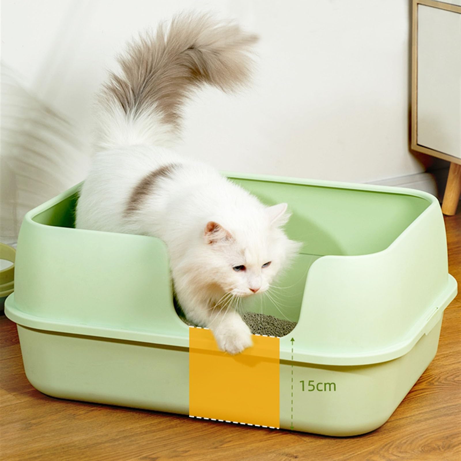 Katzentoilette, halbgeschlossene Katzentoilette, hochseitige Katzentoilette für große Katzen, halbgeschlossenes abnehmbares Katzenreinigungsbecken, Kätzchen-Toilette für Kleintiere/Kaninchen