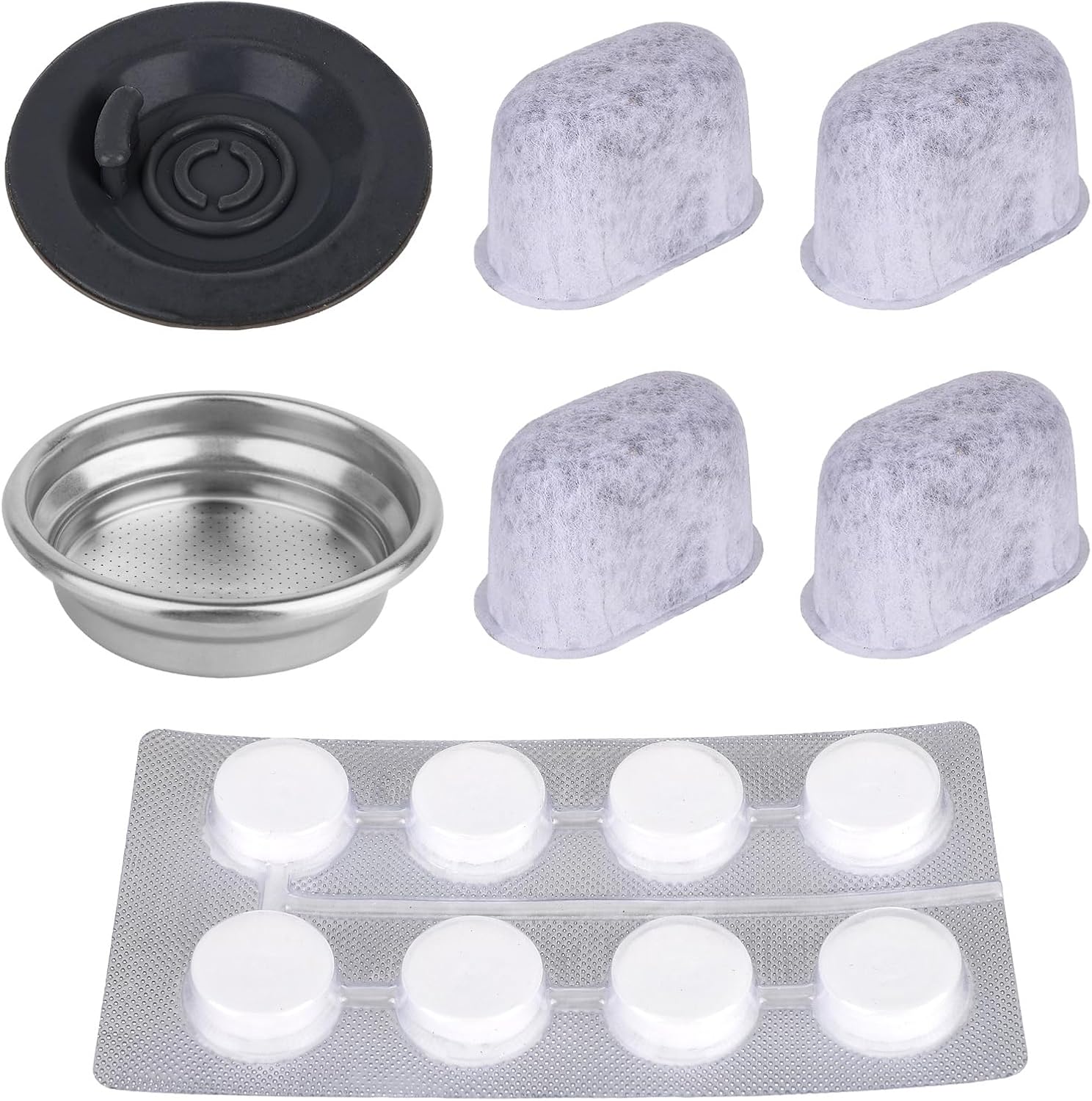 54mm Backflush Cleaning Kit for Breville | Includes Silicone Backflush Disc, Metal Blind Basket, 4 Water Filters & 8 Cleaning Tablets for Breville Machines