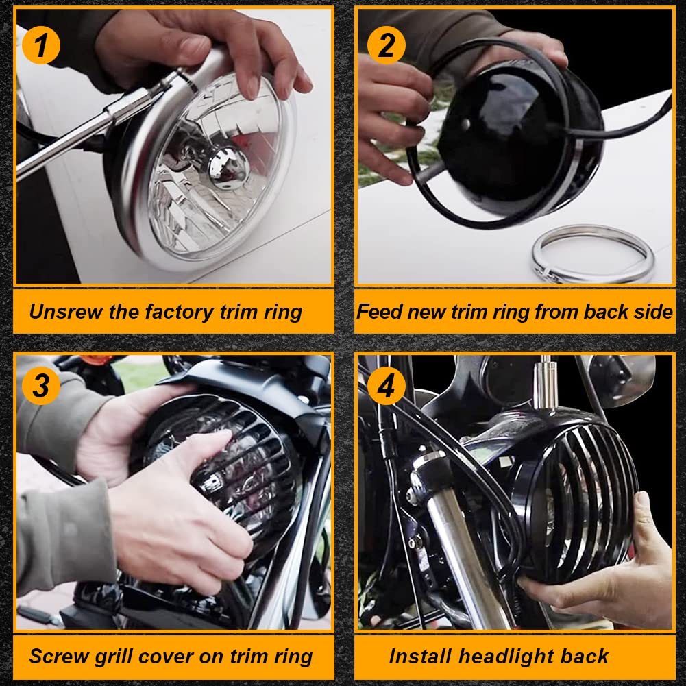 ヘッドライトバイザー 7インチ - KURYAKYN | アンバーピース ヘッド