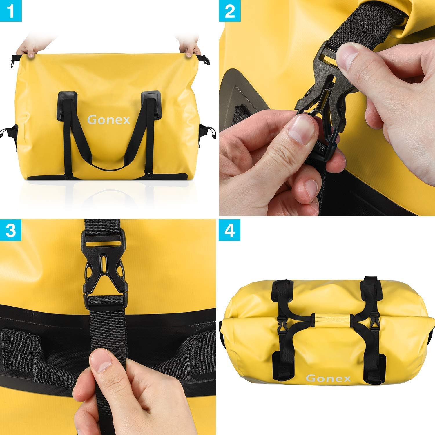 Gonex 40L 60L 80L Extra Large Waterproof Duffle Travel Dry Duffel Bag Heavy Duty Bag with Durable Straps & Handles for Kayaking Paddleboarding Boating Rafting Fishing - Image 8