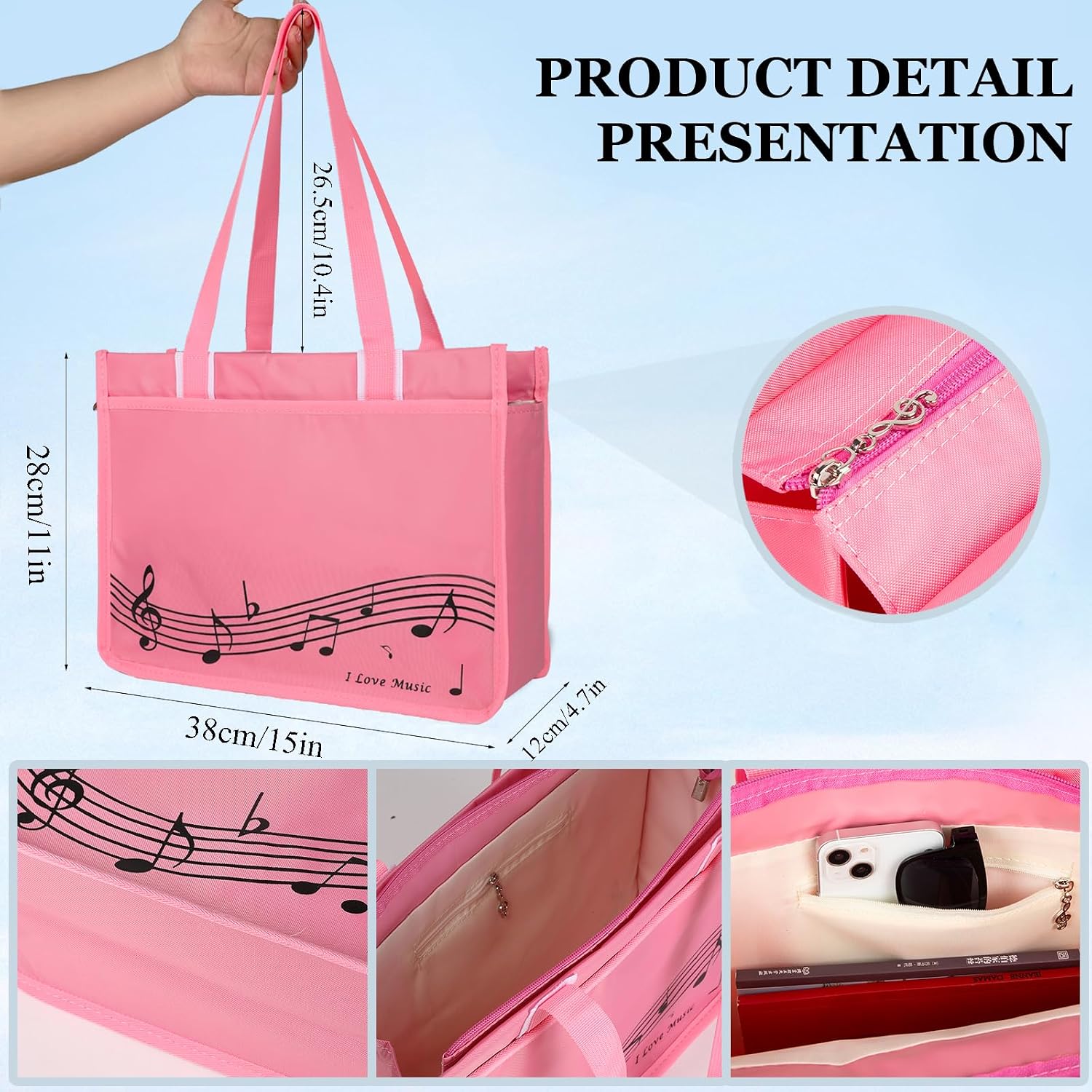 Tote Bag Piano Bag Musical Note Handbag Piano Key Tote Bag,Womens Reusable Shopping Bags