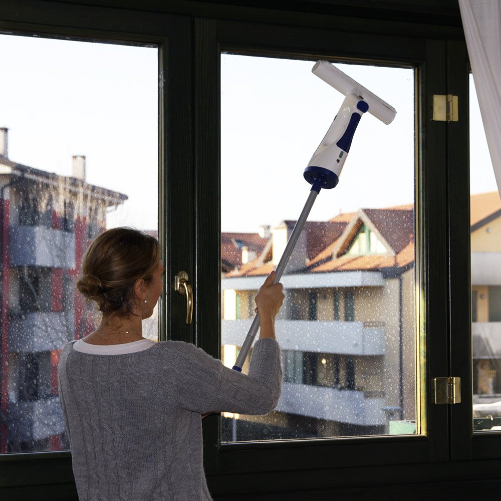 LINEA TIELLE SRL UNIPERSONALE Lave-vitres avec fonction d'aspiration, batterie rechargeable pour fenêtres, carreaux, miroirs et parois de douche, Window Cleaner 2 en 1
