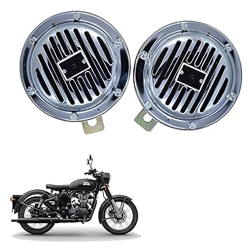 Vagary Universal Windtone Bike Horn With Chorme finishing Heavy Quality body (Set of 2, 12V voltage) for Royal Enfield Classic 500