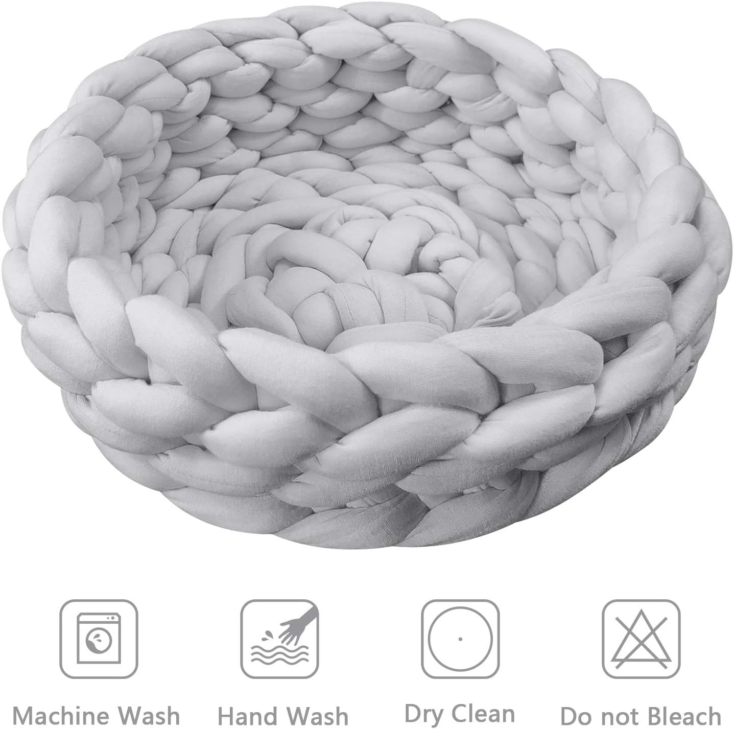 review Cat Basket Bed Cotton Knitted Round Pet Beds for Cats Cute Boho Cat Pet Bed Warm Woven Cat Nest for Puppy Kitten Cats Dogs (19.7