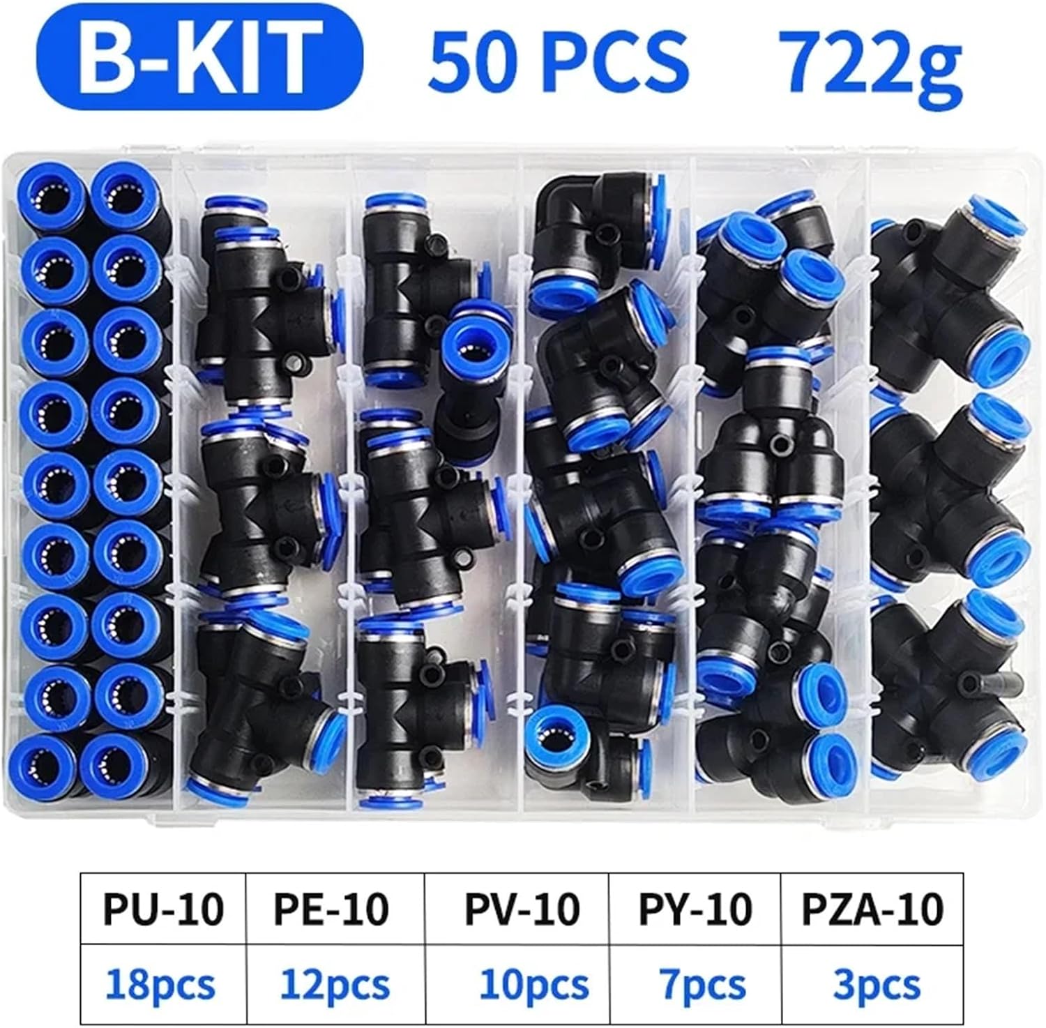 50 PCs Boxed PU-10/PE-10/PZA-10/PY-10/PV-10/PG-10/ Pneumatic Connectors Kit 10mm Outer Diameter of the Hose Pipe Tube Air