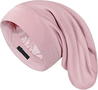 OLESILK Silk Sleep Bonnet Braid for Long Hair Black Women, Extra Large Long Bonnet Hair Cover for Sleeping, Night Hat Slee...