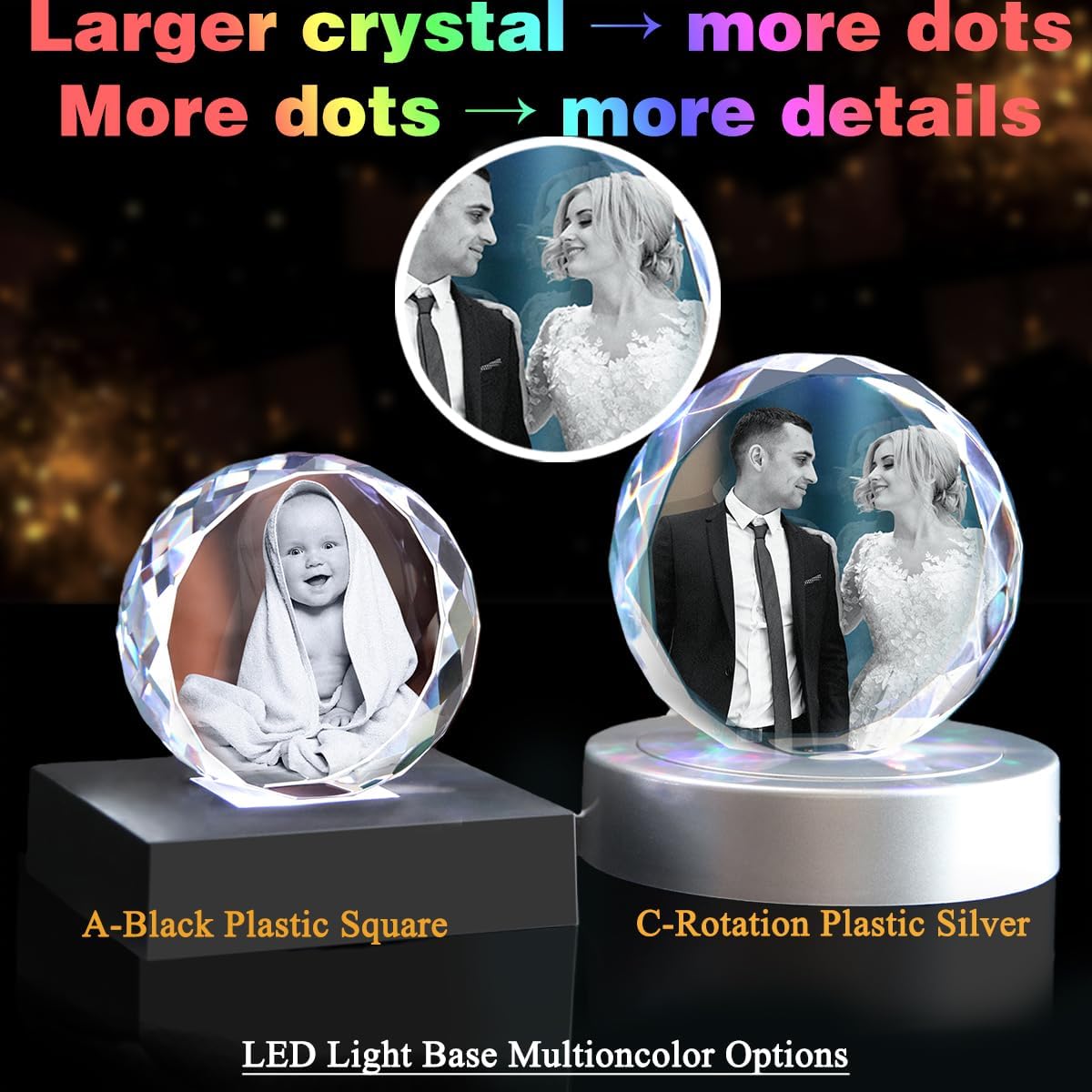 3D Crystal Photo, Valentine's Personalized Gifts for Women, Wife, Her, Him, Men, Husband,Custom Photo Gifts,Personalized Birthday, Anniversary, Memorial Gift - Image 3