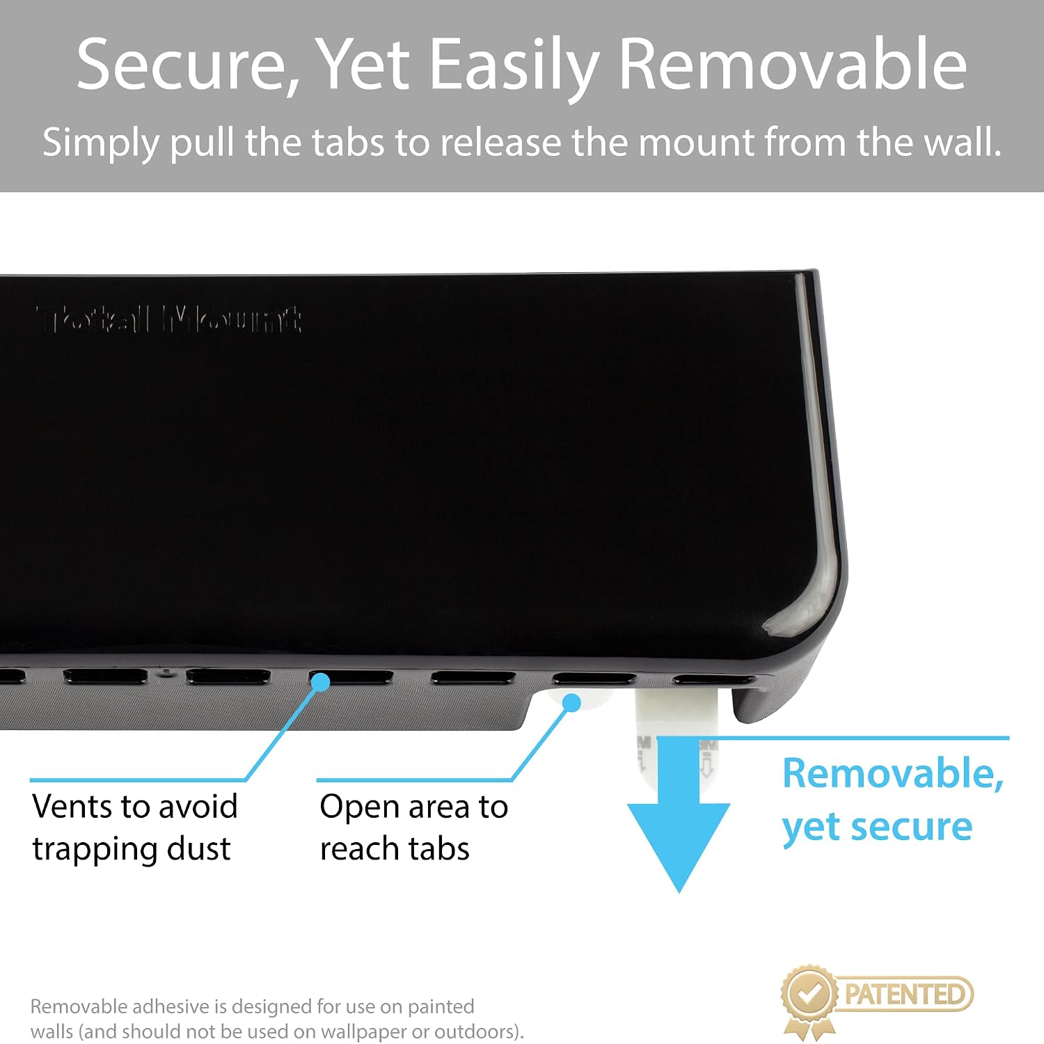 TotalMount Hole-Free Remote Holder – Eliminates the Need to Drill Holes in Your Wall (Premium Black Remote Control Holder for 5 or 6 Remotes)