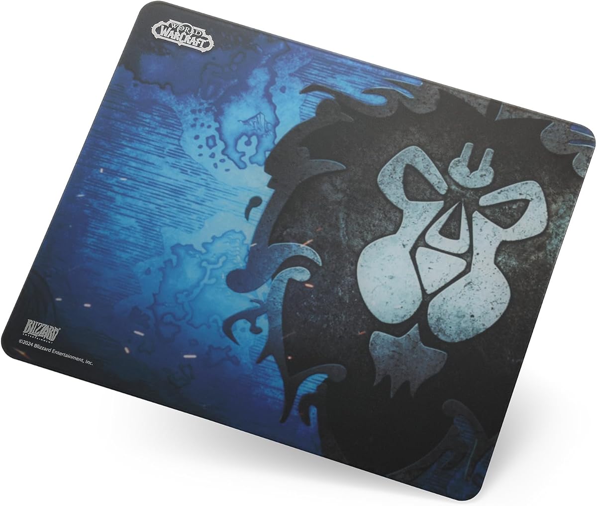 Blizzard Wow Game Glass Mouse Pad, Tempered Glass Hard Mousepad for Gaming, Ultra-Smooth Surface for Top Precision & Speed, Easy to Clean, Non-Slip Rubber Base, 35x30cm (Alliance-Blue)