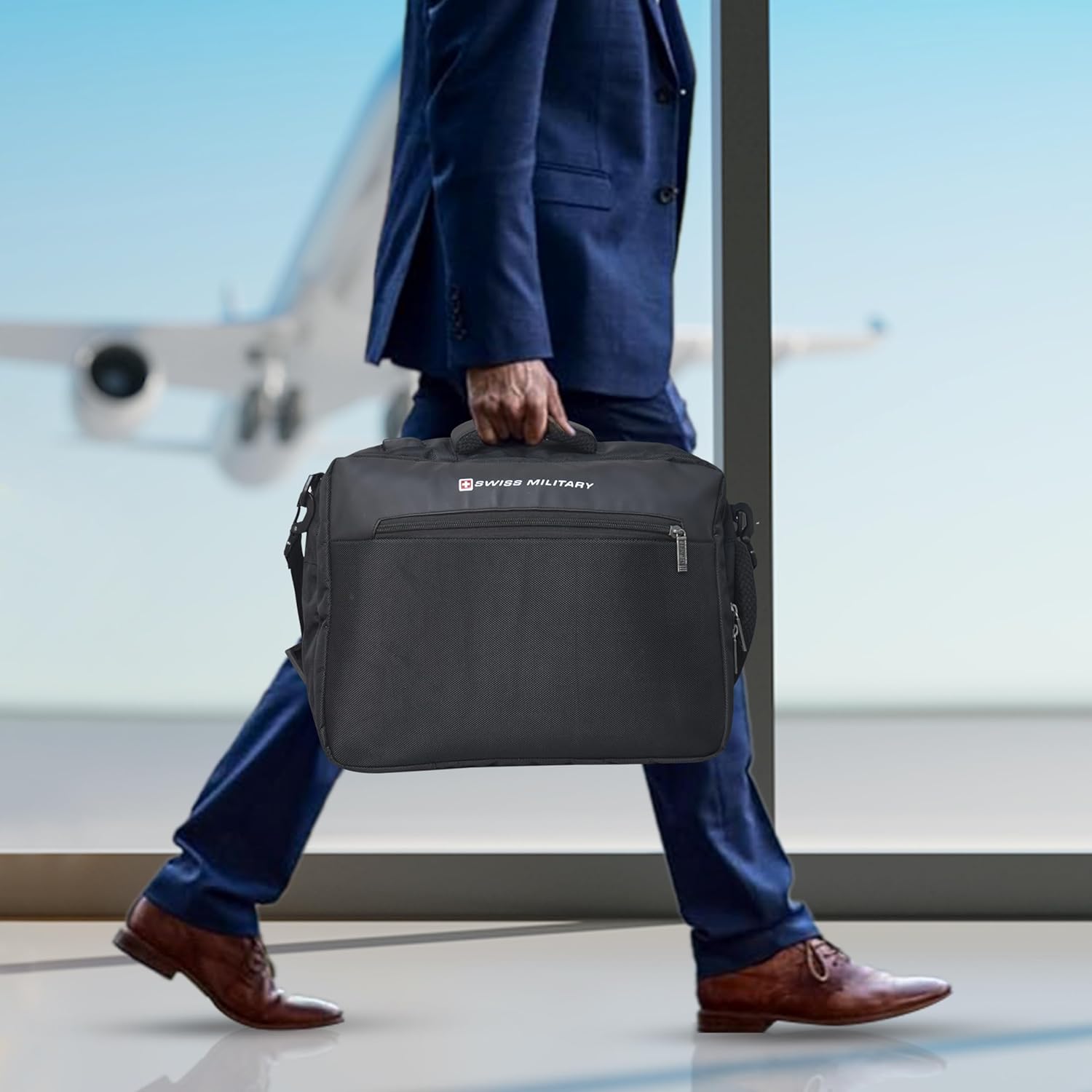 Swiss Military VENUE Laptop Backpack Cum Sling Bag for Men & Women, Fits 15.6 Inch Laptop, USB Charging Port, Convertible Messenger Bag, Office Work Travel Bag with Organizer, 16L, Black