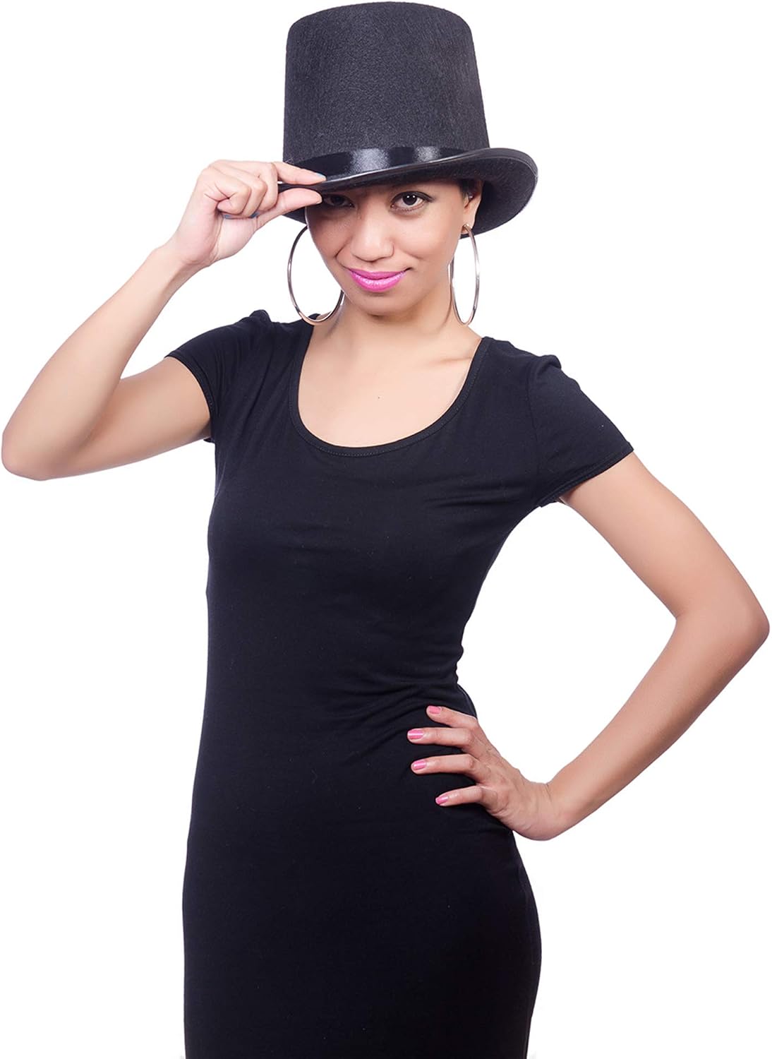 Black Felt Top Costume Hat - Victorian Tuxedo Magician Ringmaster