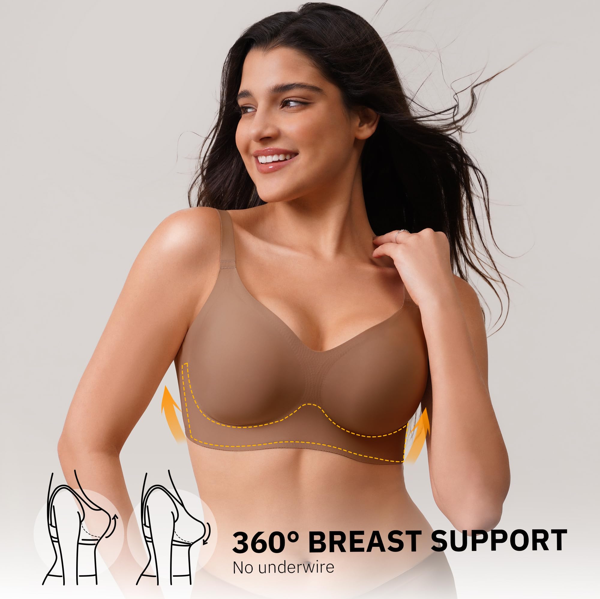 CLOSEMATE Reggiseno Senza Ferretto Reggiseni Donna con Scollatura a V Comfort Brassiere Bralette Elasticizzato Push Up Seamless Bras