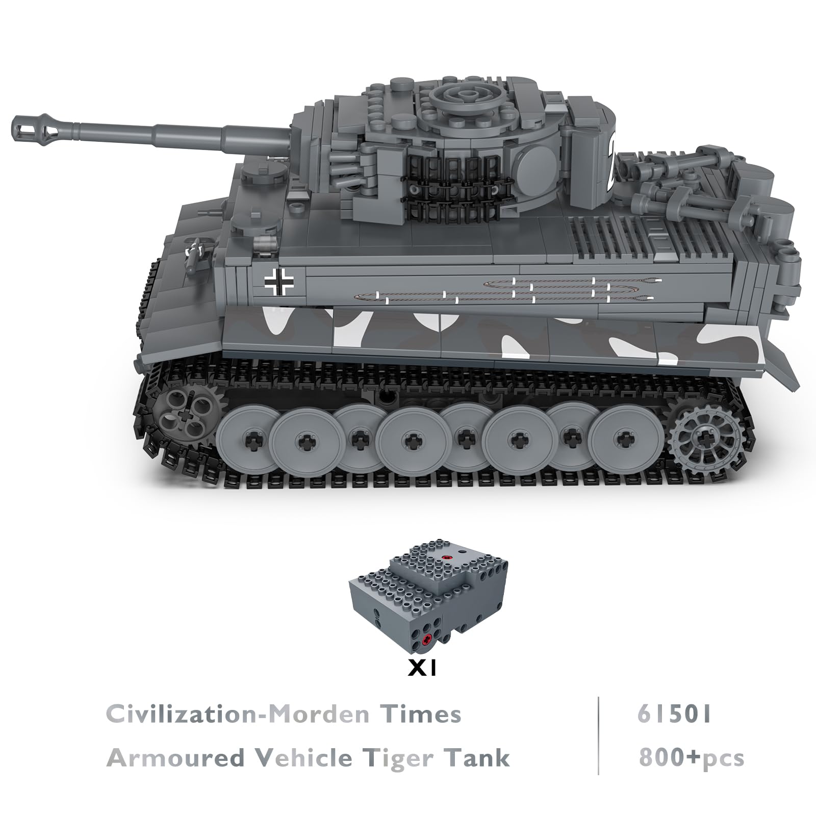 JMBricklayer RC WW2 Military Tiger Tank Building Blocks Sets for Adult 61501 War Armor Battle Tank Vehicle Model Construction Toys with Motor & Remote - Image 2