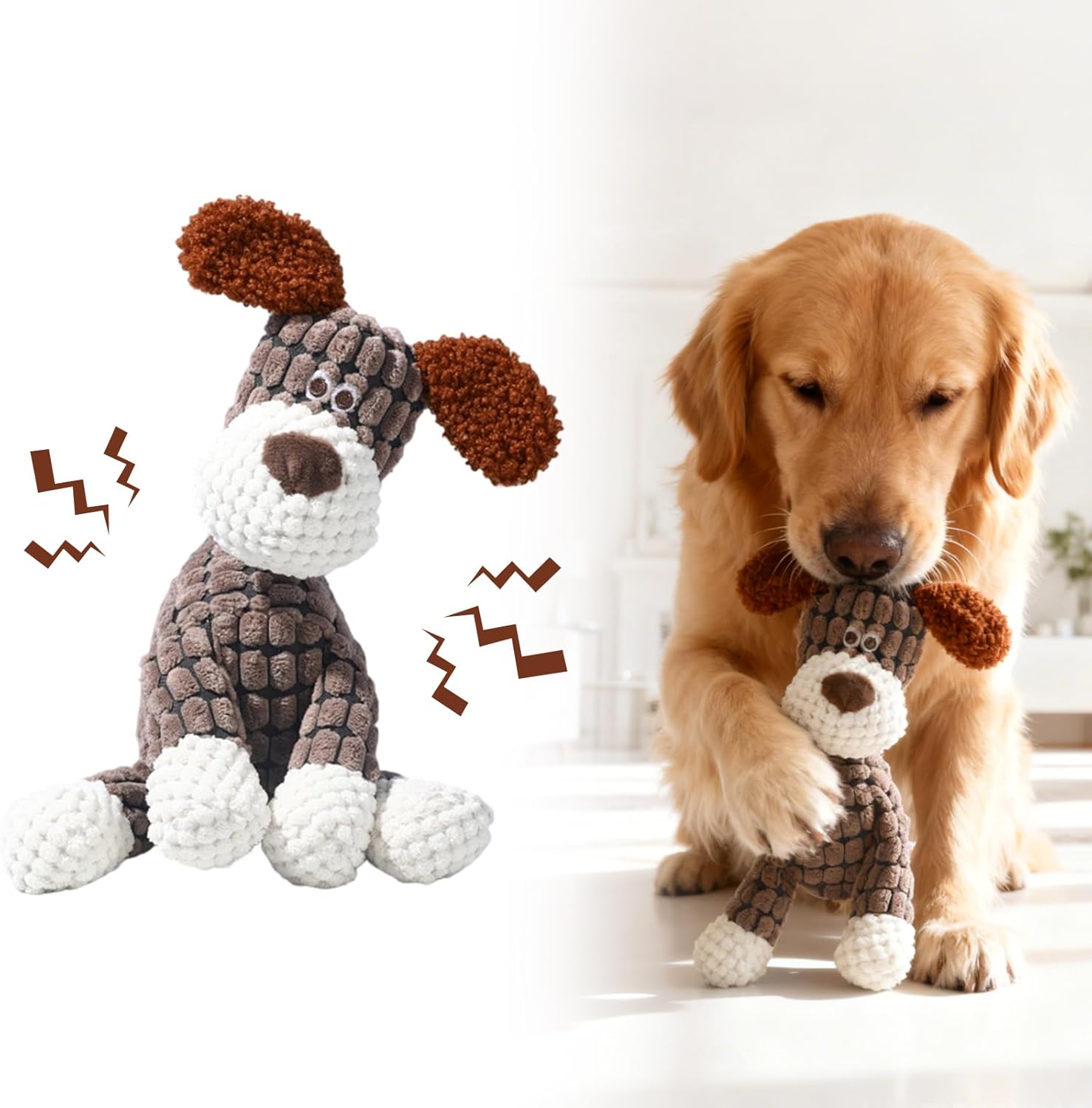 Indestructible Dog Toy, 2026 Upgrade Durable Plush Dog Toys for Aggressive Chewers, Stuffed Chew Interactive Squeaky Dog Toys for Indoor Puppy Teething Small Medium Large