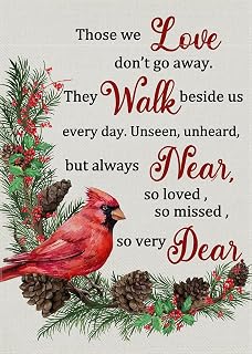 Furiaz Those We Love Don't Go Away Cardinal Red Bird Small Decorative Winter Garden Flag, Quote Yard Pine Cone Tree Branches Home Outside Decoration, Christmas Farmhouse Outdoor Decor 12x18