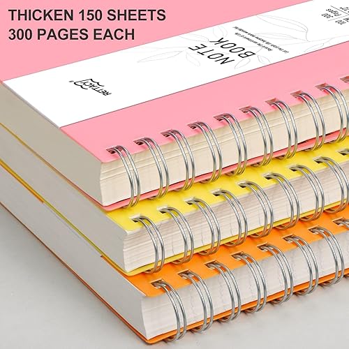 Miniatura 2 de RETTACY Cuaderno de espiral, cuaderno universitario B5 con 300 páginas, diario para mujeres, escuela, trabajo, papel premium sin ácidos de 100 GSM,