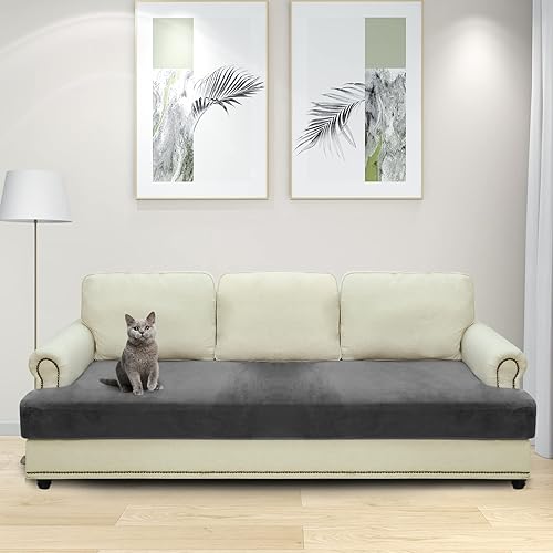 Miniatura 7 de MAXIJIN Fundas de cojín elásticas de terciopelo para sofá, funda de cojín suave de repuesto, protector de muebles con parte inferior elástica (1