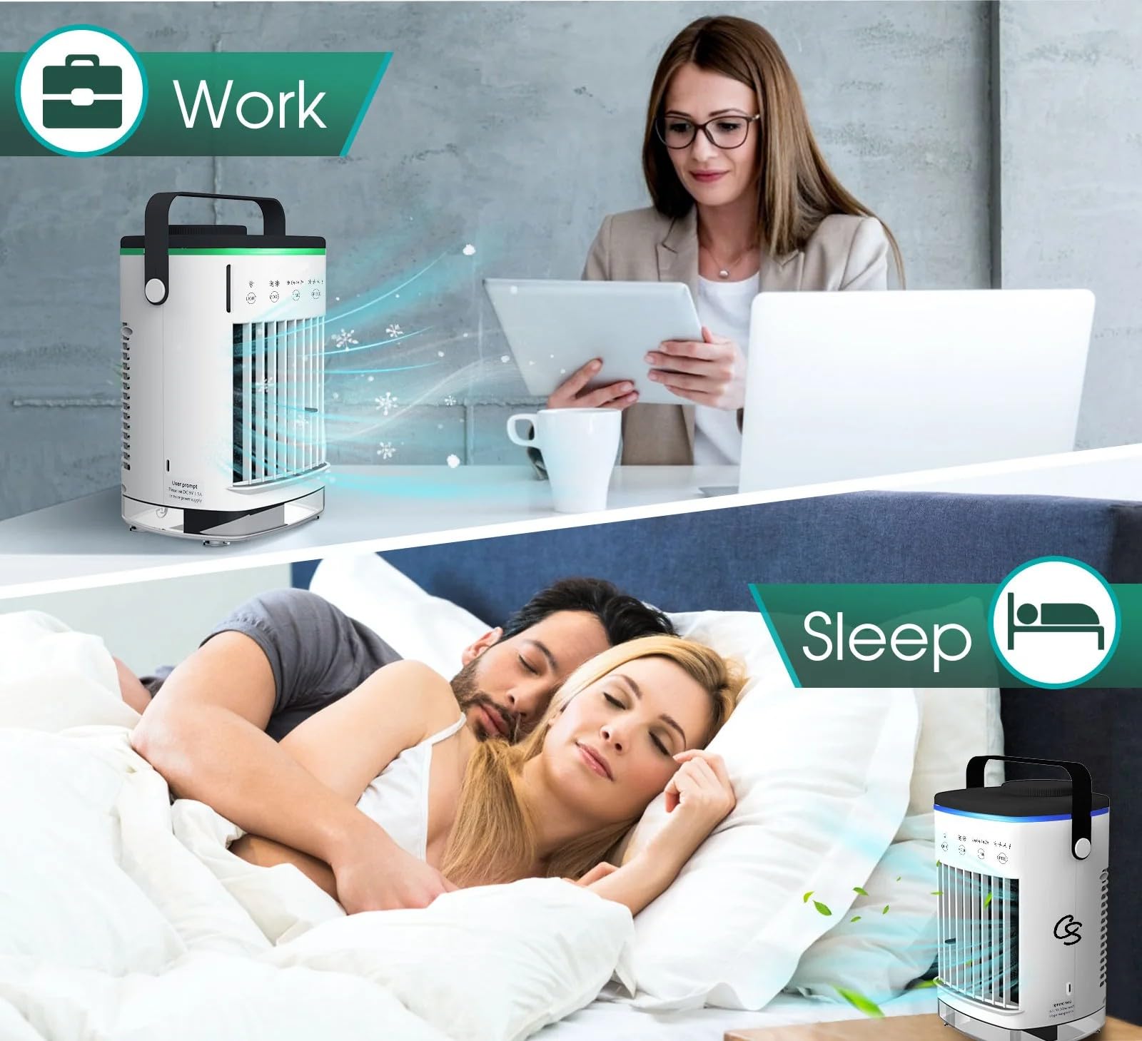 Cooling Sense Portable Air, Cooler Coldeez cooling ace 5-in-1 Smart Mobile AC Water Cooling Fan(Blanc CF-006A)