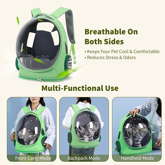 Foto 5 de 6 de PETCUTE Mochila Transportín Perro,Mochilas para Gatos y Perro,Cápsula Espacial,Bolsa para Mascotas Portátil…