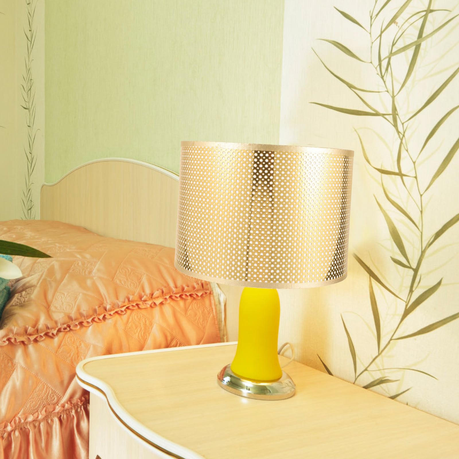 Healeved Paralume a Tamburo Piccolo e Metallo, Paralume Rustico E27 per Lampade da Tavolo da Terra, Diffusore Luce Calda per Soggiorno, Camera da Letto, Hotel e Studio, Diametro 25 Cm X