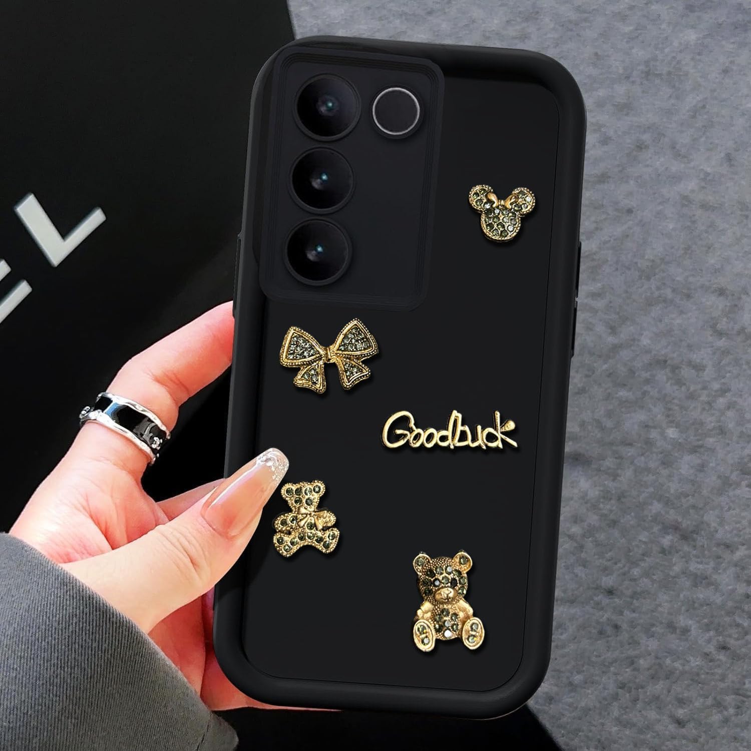 KC Back Cover for Vivo V27 5G & Vivo V27 Pro 5G, 3D Cute Cartoon Characters and Goodluck Shockproof Soft Bumper Silicone Case New Camera Protection (Black) (B0D5QZZHWK) Amazon Price History, Amazon Price Tracker