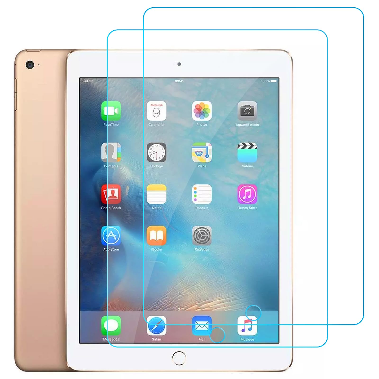 Whioltl Folia ochronna na ekran do iPada (9,7 cala, model 2018/2017, 6. / 5. generacji), iPad Air 1, iPad Air 2, iPad Pro 9,7 cala, 99,99% HD przejrzystość szkło hartowane osłona przyjazna dla skóry, odporna na zarysowania, olejoodporna