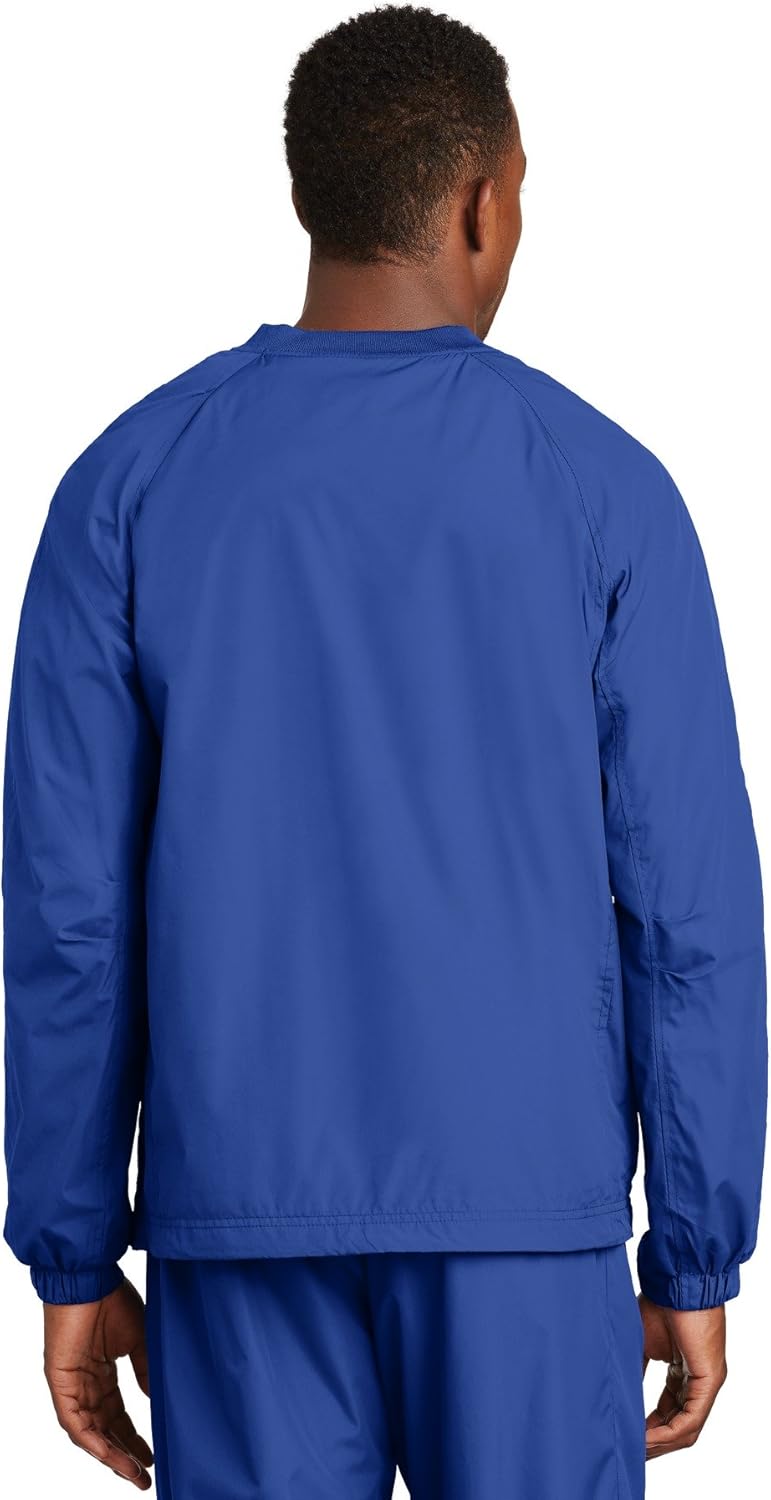 SPORT-TEK Unisex V-Neck Raglan Wind Shirt | Lightweight Windbreaker Jacket for Men & Women, Pullover Spring Jacket True Royal