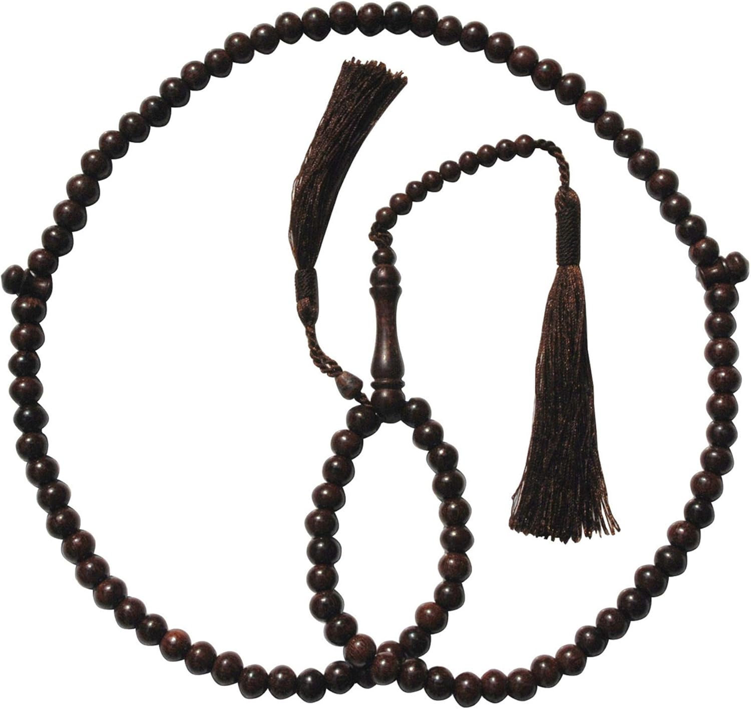 SPECIAL PRICE Dense Tamarind Tree Wood - 8mm 99-Bead Prayer Beads with 2 Beautiful Tassels_AB