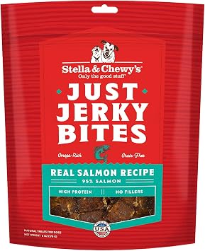 Stella & Chewys Premium Salmon Jerky Dog Treats - 95% Real Fish Bites for Sensitive Stomachs - Natural Limited Ingredient Treats for Small and Large Dogs - No Grain, Wheat or Soy - 6 oz Bag