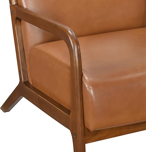 Miniatura 7 de Lexicon Silla decorativa moderna de mediados de siglo con marco de madera maciza y patas, sillas tapizadas para sala de estar, cómoda silla de club,