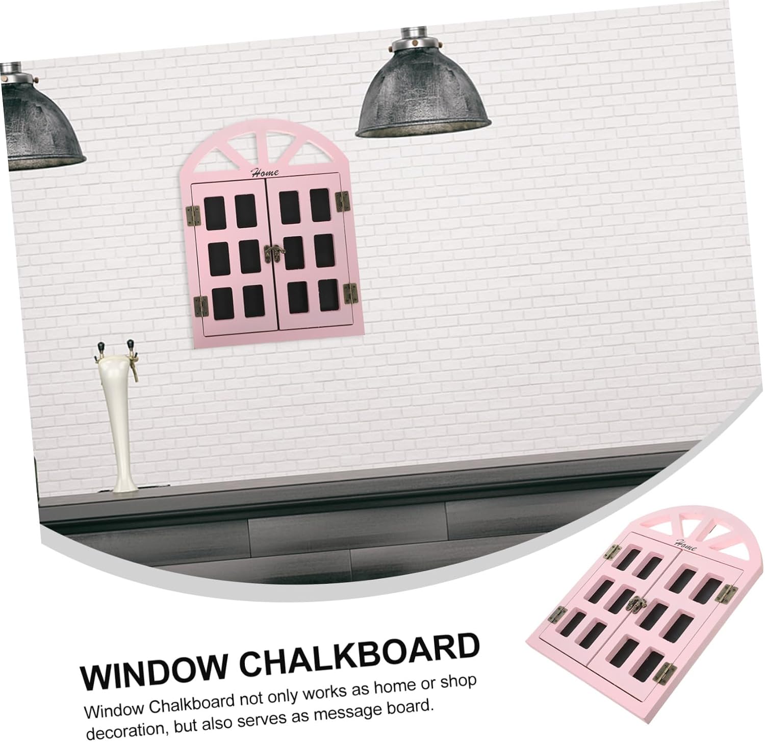 BESPORTBLE Retro Wooden Window Chalkboard Double-Sided Blackboard for Wall Decor Decorative Hanging Sign