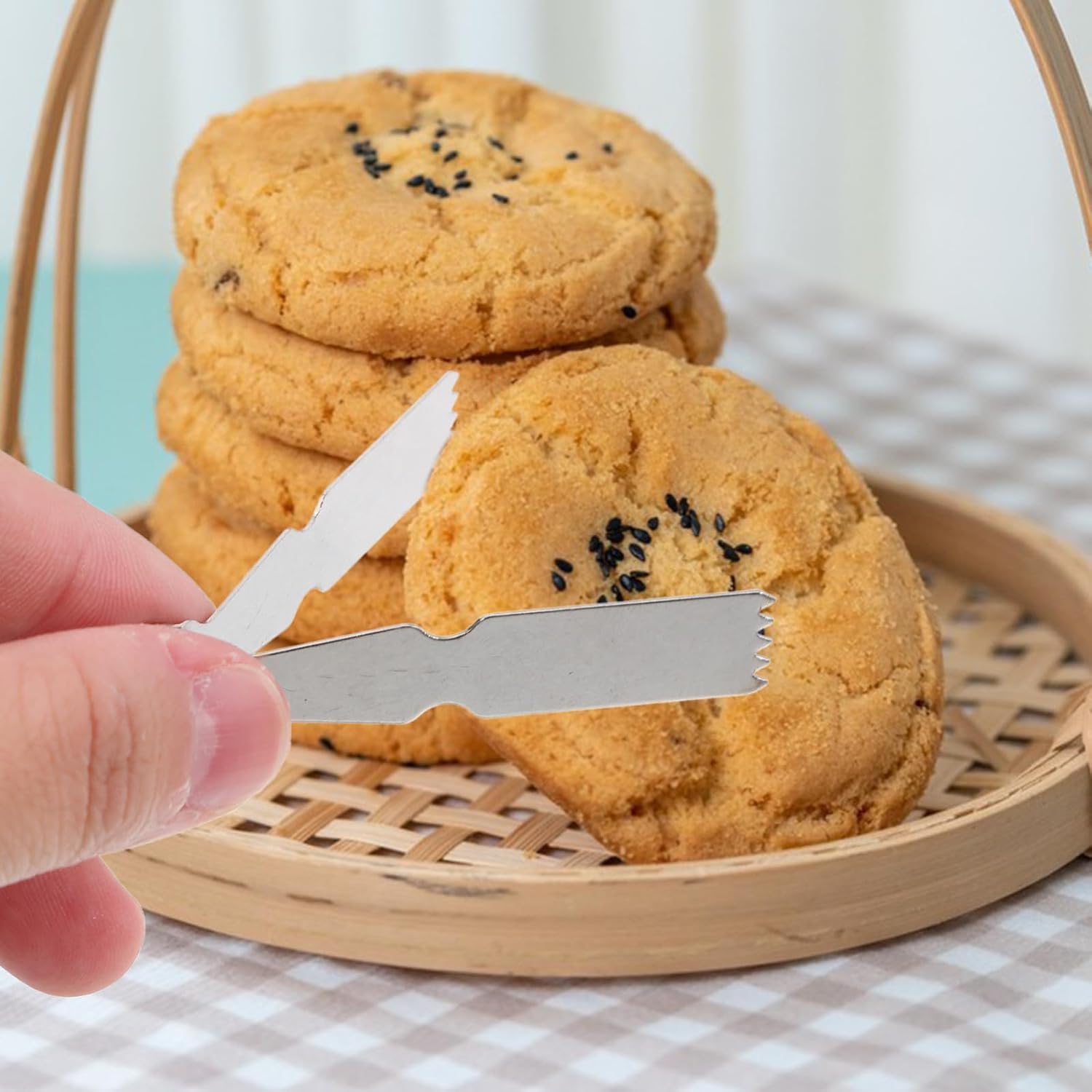 BESPORTBLE 4pcs Stainless Steel Walnut Cookie Pastry Tongs Baking Tool for Bread and Dessert Serving Kitchen Buffet Cooking