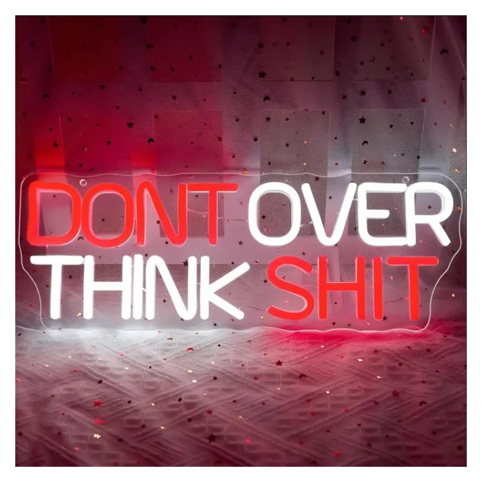 SHOUXI Sign Lamp Dont Over Think Shit Neon Sign for Room, Game Room, Office, Bar, Club Man Cave Decor Personalized Letter Light 42cmх15cm