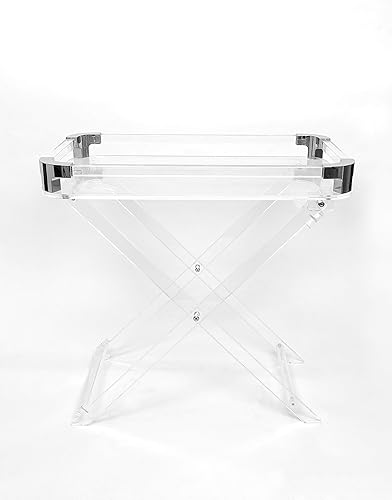 Miniatura 8 de Mesa plegable de acrílico - Escritorio moderno y elegante - Mesa de servicio de cocina y bar - Elegante diseño transparente con bordes cromados -