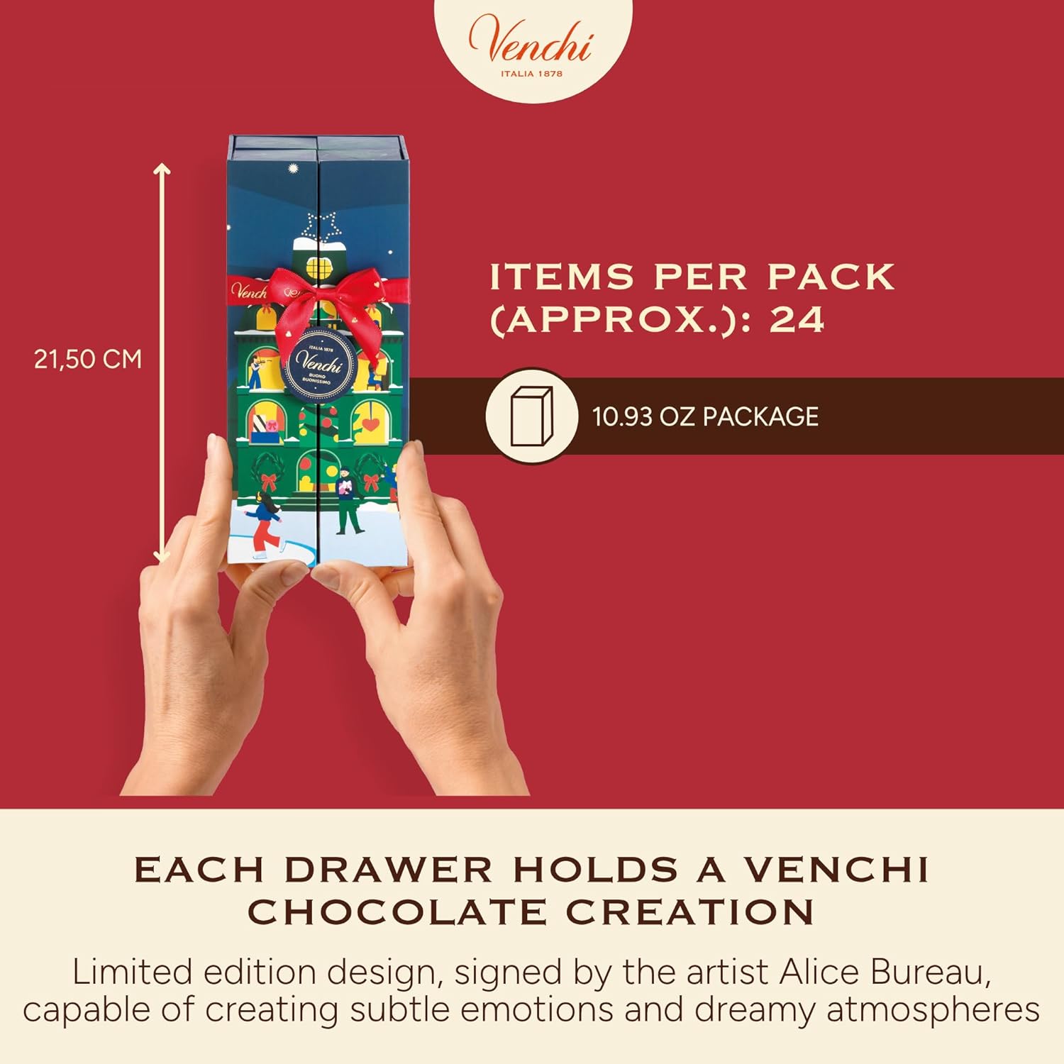 Venchi - Prestige Advent Calendar 2025, with 31 Assorted Chocolates, with “Piedmont Hazelnut”, Limited Edition, Gluten-Free, No Colourings or Preservatives, Gift Idea