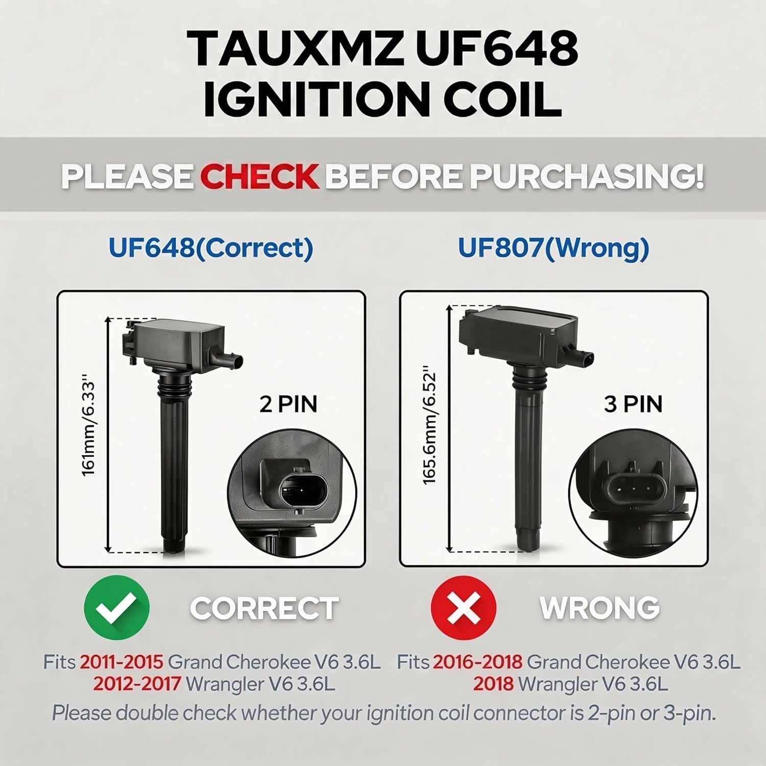 Ignition Coil Pack UF648 and Iridium Spark Plugs 97390 Replacement for Chrysler 200 300 Town & Country/for Dodge Challenger Charger Durango Journey RAM Jeep 3.6L V6 (Set of 6)