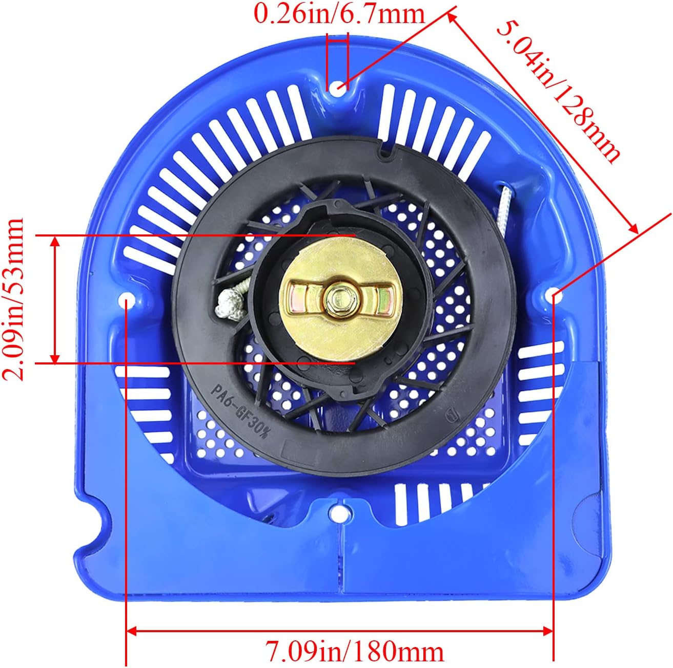 WOTIAN Recoil Pull Starter Assembly Compatible with DuroMax Generator 274cc 270cc Replacement Parts XP7500DX XP7500X Water Pump/Pressure Washer Blue 4 Holes